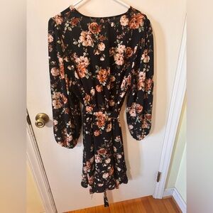 Inspired Hearts Black Floral Long Sleeve Dress